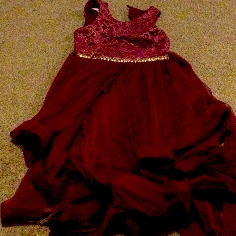 Princess Dress. Sz. 14. Burgundy/gold. Like New!